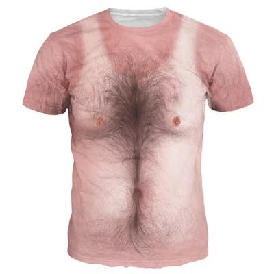 Tricou nou la modă hip hop 3D imprimat pentru bărbați și femei amuzant imprimat piept păr muscular tricou de vară sexy