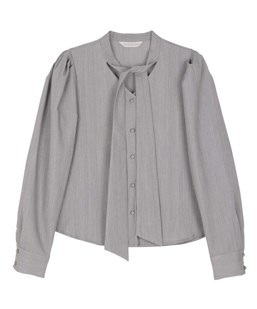 PLUNASTUDIO Basic Tie Blouse_Gray