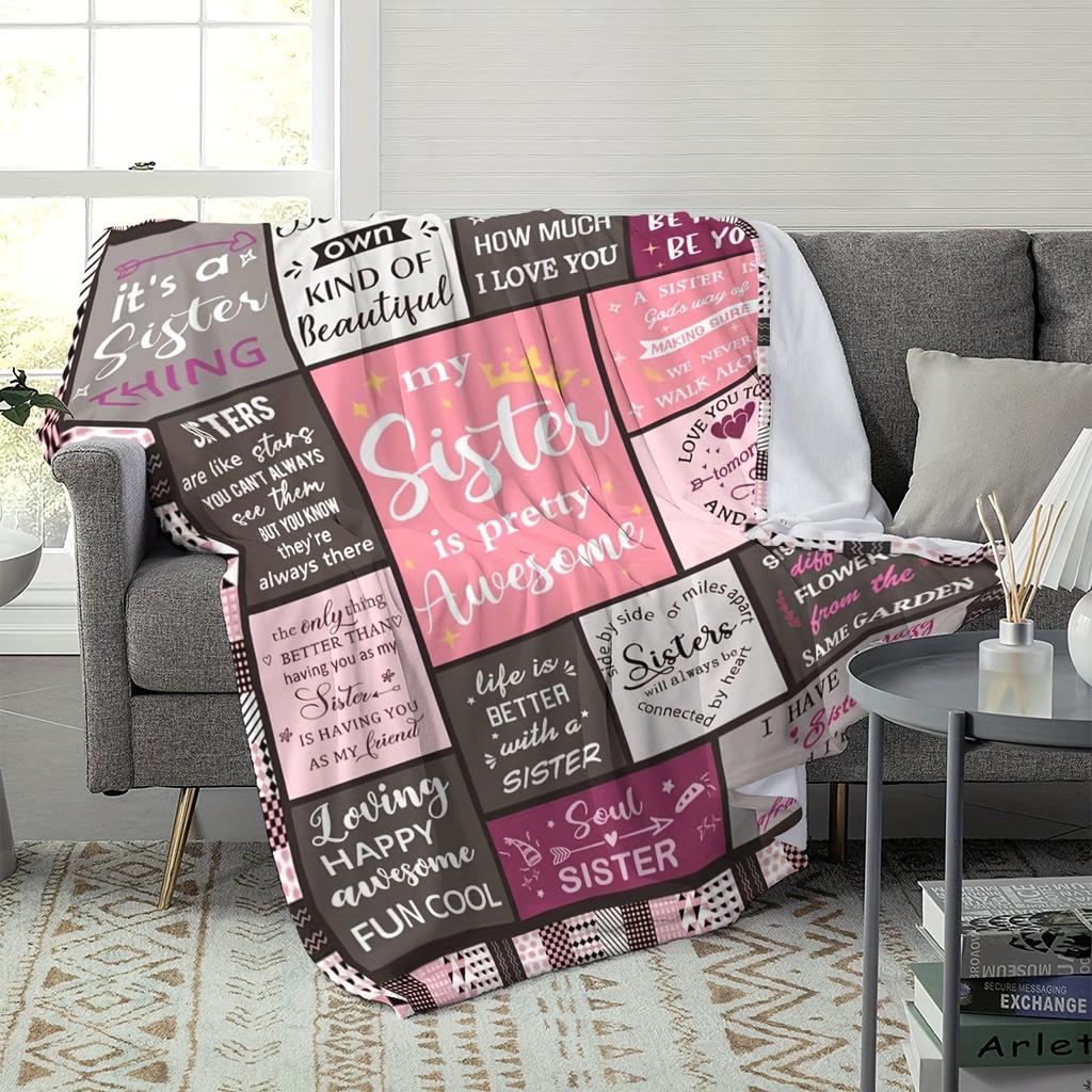 Sister gifts, birthday gifts for sisters or close friends. Blankets suitable for use on beds, sofas or chairs. Christmas and Thanksgiving gifts.
