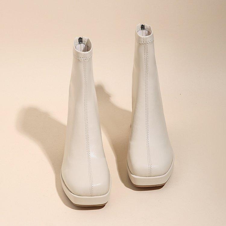 Fashion Luxury Women's Boots Fashion Summer Zippers Ankle Boots Square Heel Shoes for Women Anti-slip Thick Sole Leisure Commute Boots