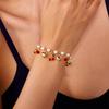 Romantic Sweet Red Strawberry Chain Bracelets for Women Imitation Pearl Heart Cherry Pendant Bracelets Friendship Jewelry Gift