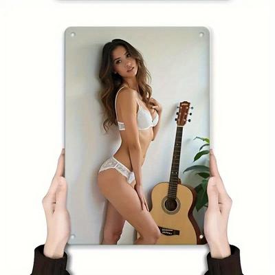Arte Murale Metalica Bohemienne Sexy da Donna - Decorazione Torso Femminile con Pizzo Bianco a Bikini per Casa Spa Salone, Facile Installazione Regalo per Wo