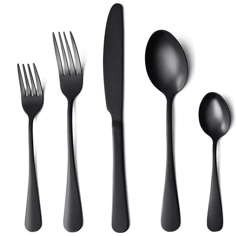 5 Pieces Tableware Sets Stainless Steel Cutlery Spoon Fork Knife Set Gold Cutlery Rainbow Dinnerware Set