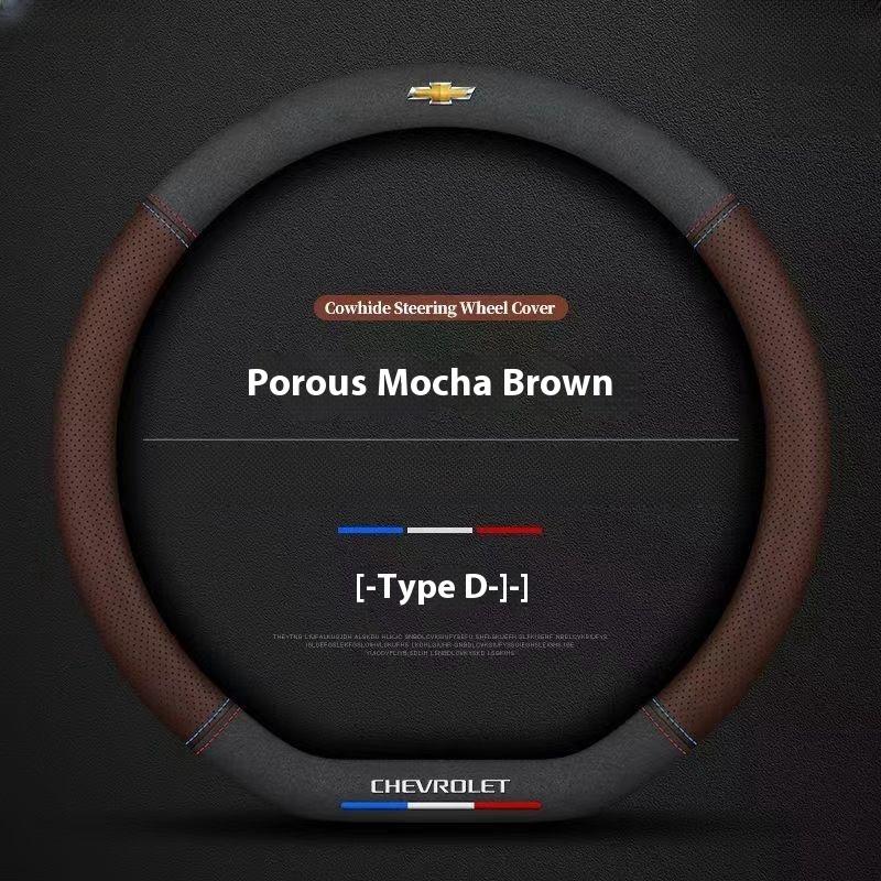 38cm Leather Ventilate Car Steering Wheel Cover for Chevrolet Captiva AveoTrax Silverado Sail Onix Equinox Groove 2025 Accessory