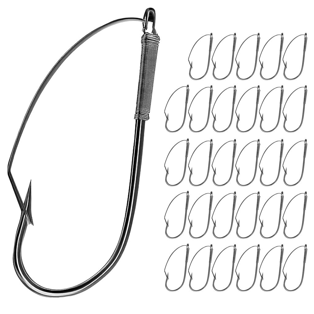 30Pcs Weedless Wackys Rig Hook AntiHanging Bottom Mouthguard Fishes Hook Long Neck Hook Fishings Accessories Easy to Use