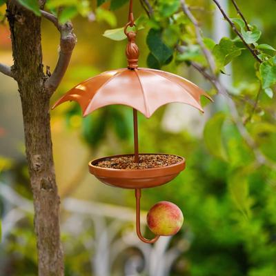 Umbrella-Shaped Bird Feeder Outdoor Rustic with Rain Wildbird Feeder Guard Decorative Hanging