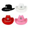 Felt Hat Sparkling Star Decor Wide Brim Western Cowboy Kids Hat Lightweight Fabric Party Festival Outdoor Hair Accessory