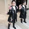 Girls Winter Thickened Warm Jacket Long Warm Top Shiny Plus Size Zipper Jacket