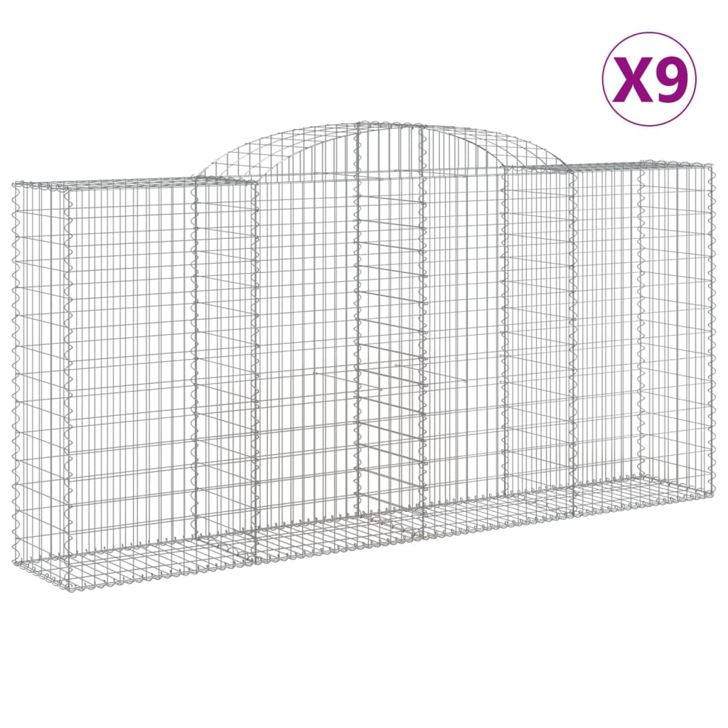 Vidaxl Kosze Gabionowe, 9 Szt, 300X50X140/160 Cm, Galwanizowane Żelazo