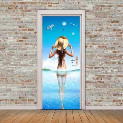 Beauty Back Shadow Door Stickers Waterproof Fridge Stickers Door Mural Peel Self Adhesive Wallpaper PVC Sticker Removable Wall Decal