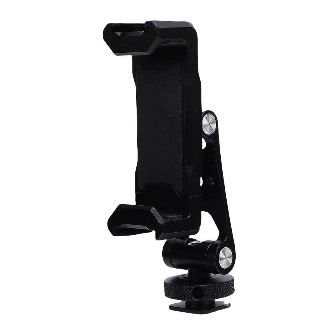 Camera Phone Support with Dual Cold Shoe Mount 360 Degree Adjustable Universal Metal Phone Clamp Tripod Mount Adapter