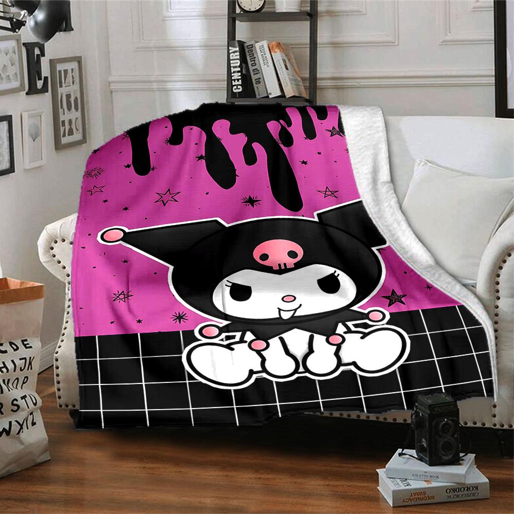 1pc Sanrio Kuromi6 Blanket, Gift, for Men and Women, Soft Blanket, Good for Sofa Bed Couch Travel, Lightweight Flannel Blanket