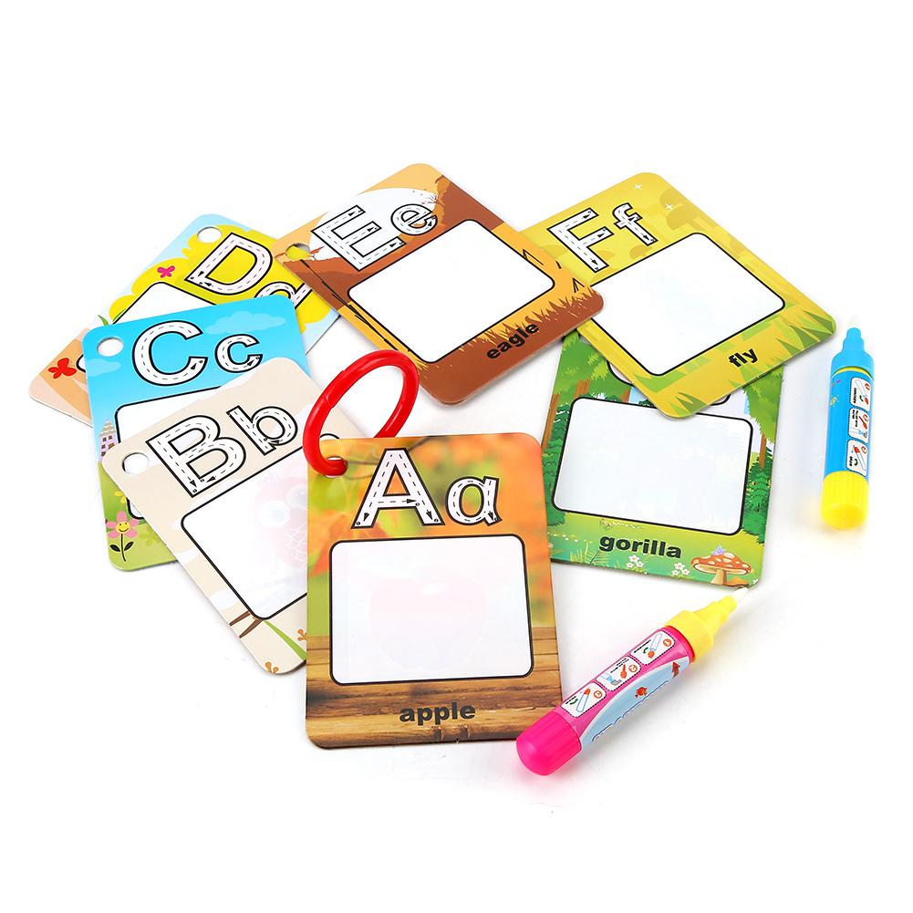 Baby Kinder Wasser Malen Zeichenkarte Brett mit Stift Lernen Spielen Spielzeug Wiederverwendbar Buchstabentyp