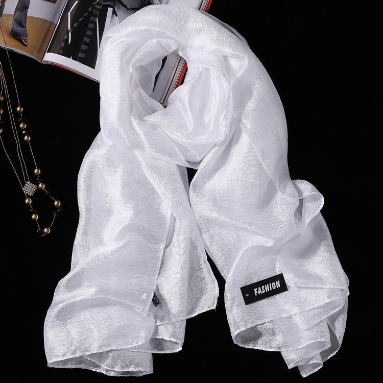 Luksusmerke Dame Mote Skjerf Ensfarget Silke Lin Sjal Skjerf Sommer Dame Bandanaer Pashmina Foulard Hijab 180*90Cm