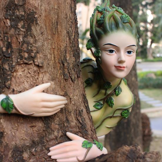 Elf Statue Fairy Tree Hugger Waterproof UV Resistant Simple Installation Fairy Garden Ornament Figurines Tree Hugger