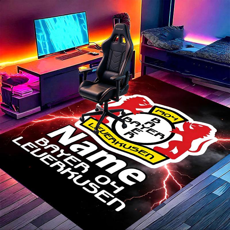 Benutzerdefinierter Name Personalisierter Bayer 04 Leverkusen Druckteppich, Vielseitiger Heimdekor-Teppich, für Spielzimmer, Wohnung, Balkon, Eingangsbereich, Flur Geschenk