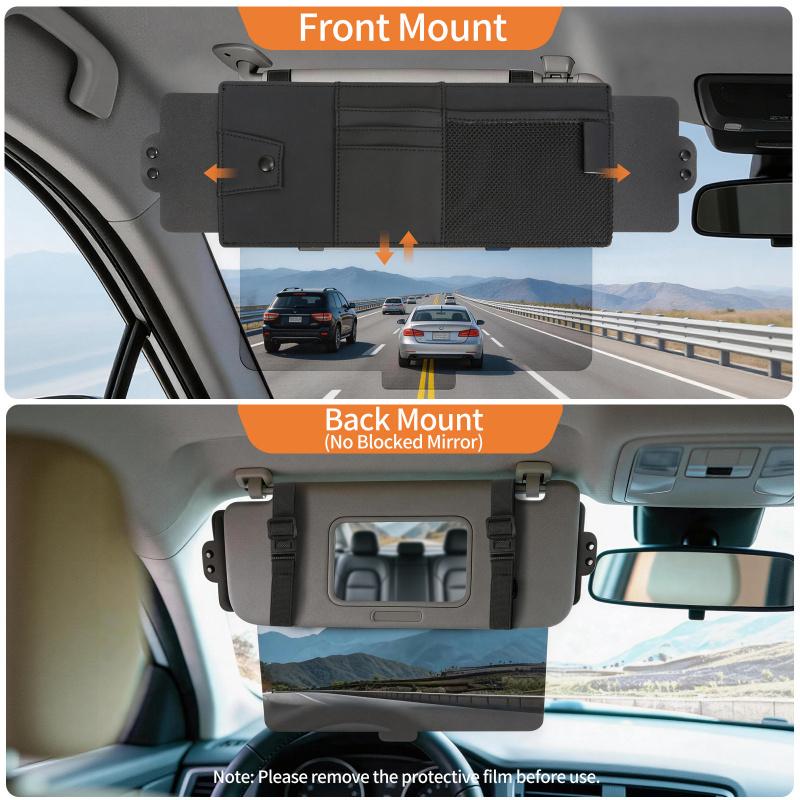Car Sun Visor Extension Driver Sun Blocker UV Sunlight Extender Leather Sunshade Card Ticket Pen Storage Sunglasses Clip Holder