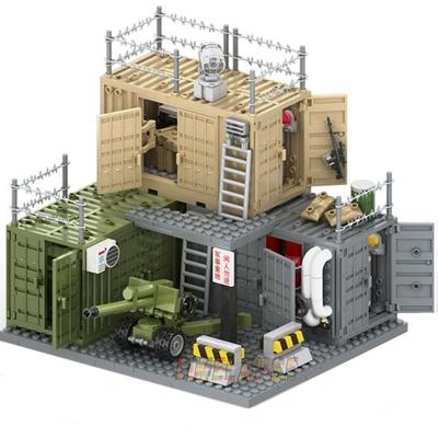 Militari Scena Container Campo Arsenale Difesa Torri di Guardia Posti di Comando Basi Postazioni di Polizia Blocchi da Costruzione Set Modello Mattoncini