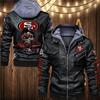 Euro size team leather jacket fake two-piece hat man removable PU locomotive print leather jacket