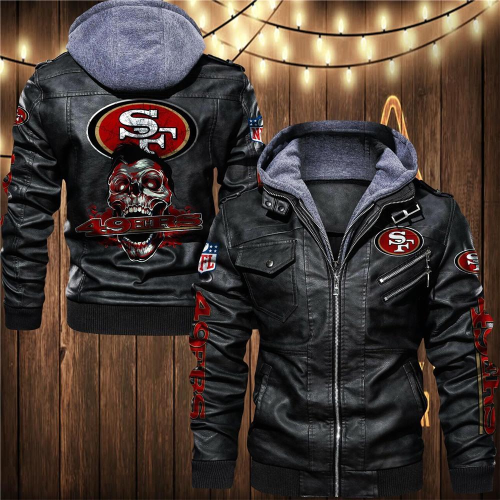 Euro size team leather jacket fake two-piece hat man removable PU locomotive print leather jacket
