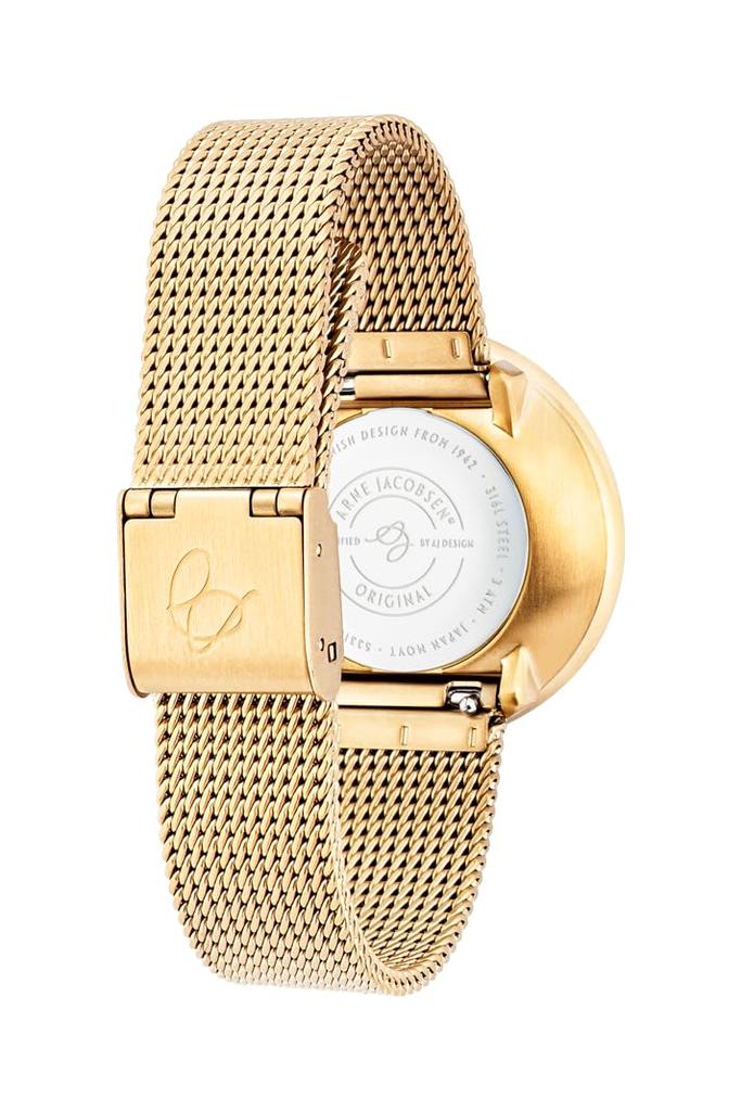 ARNE JACOBSEN BANKERS 53107-1609 Watch, 34mm, Nordic Design, Water Resistant (Quiet Design with No Second Hand), White Gold, Mesh Strap