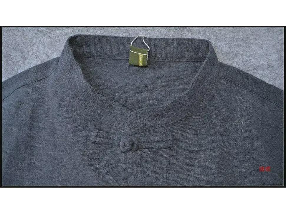 Chaqueta Tang de Algodón-Lino de Manga Larga para Hombre - Estilo Retro Chino Primavera Blazer Zhongshan