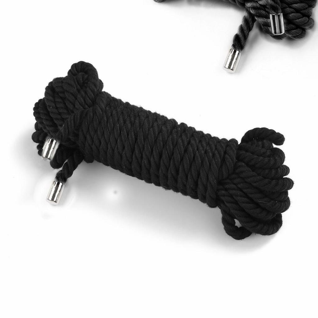 10m Hemp Rope with Metal Ends for Full-Body Restraint and Adult Bondage.