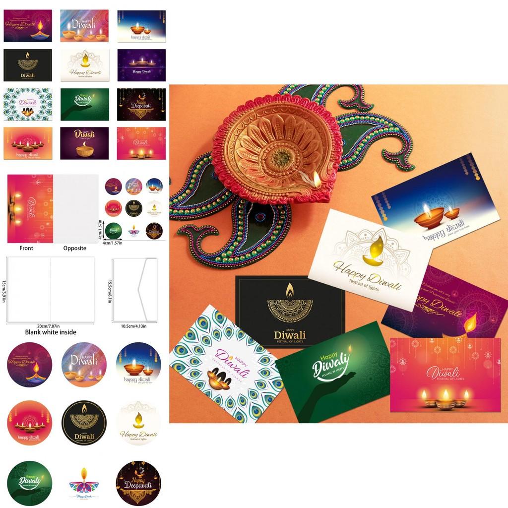 Diwali Celebration Greeting Card Bundle With Envelopes And Decorative Stickers For Festive Events