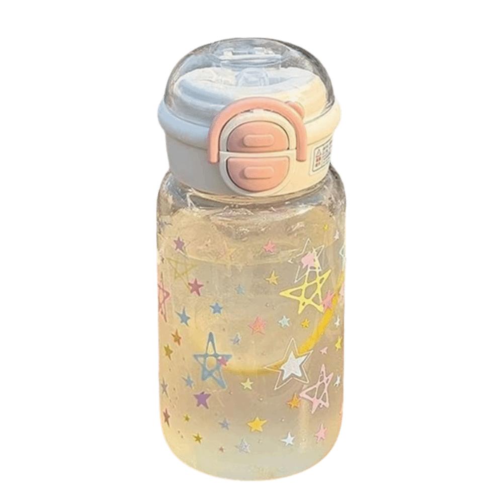 with Straw Star Water Bottle 500ML Drinking Bottle Kawaii Water Tumbler  Ice Coffee
