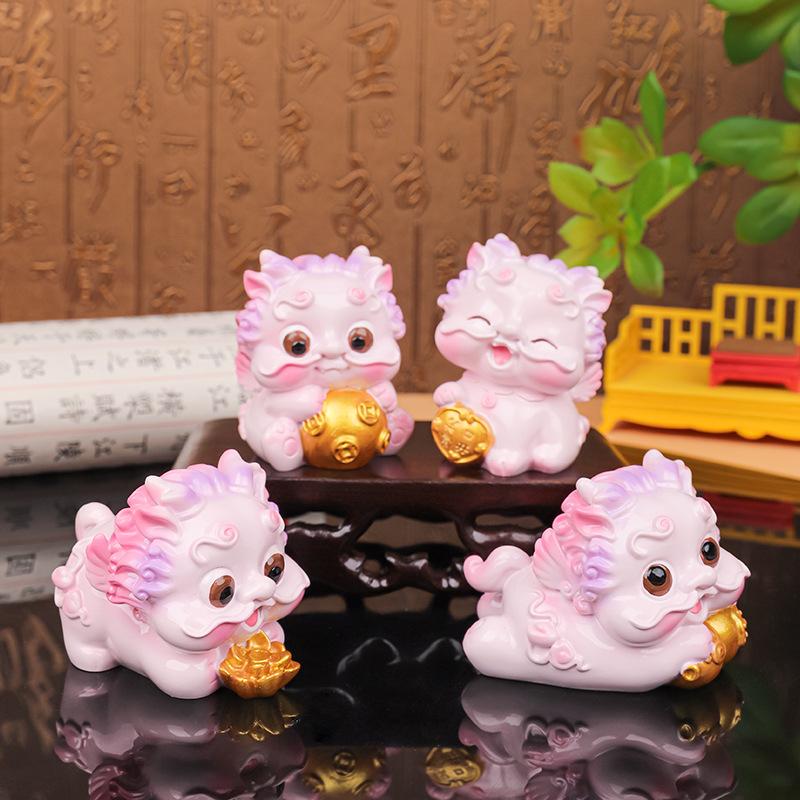 Creative New Lovely Pixiu Design Resin Crafts Ornaments Cute Craft Gifts Home Car and New Year Decorative Desktop Ornaments Gift