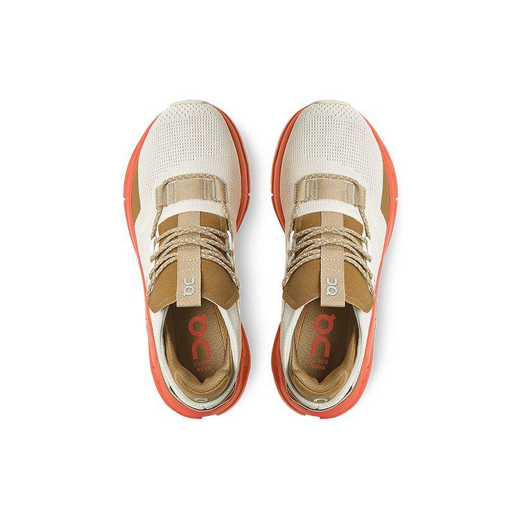 On Cloudnova All-Weather Lightweight Comfortable Shock Absorbing Breathable Low-Top Running Shoes Women Sneaker Pearl-White Orange-Red 26.99178