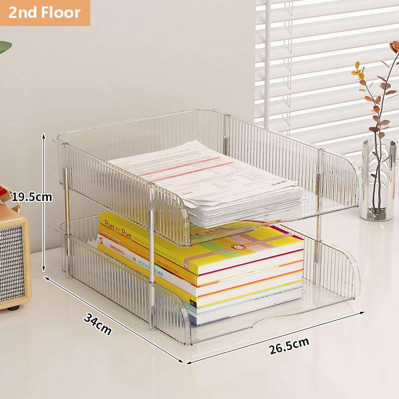 

2/3/4-ярусный настольный ящик для хранения, штабелируемый прозрачный органайзер для документов и съемный лоток для файлов, бумаги, организации рабочего стола в офисе