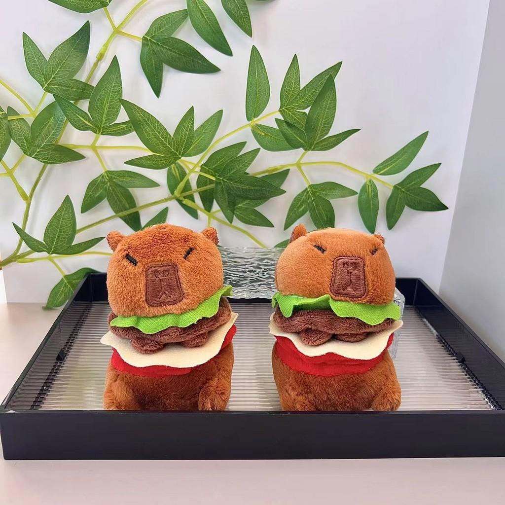 Hamburger Capybara Unique Plush Toy Keyring Perfect Size For Backpack And Accessories Bag