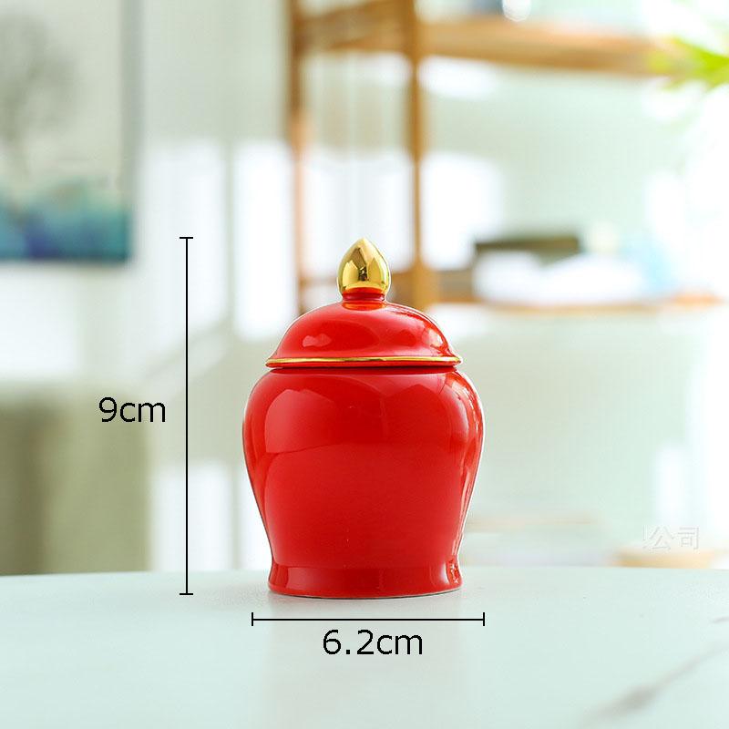 Gold Plated Tea Canister Sealed Ceramic General Jar Storage Jar with Lid Porcelain Desk Decoration Tea Cans Candy Pots Tea Caddy