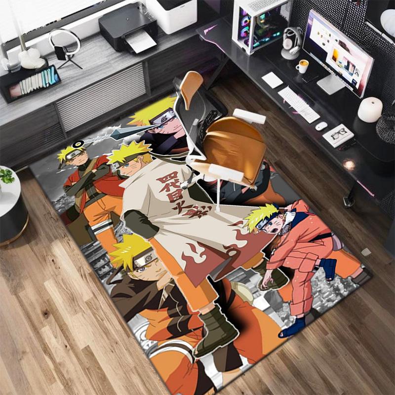 Japanese anime cartoon NARUTO's famous Uzumaki Naruto rug, soft decorative home furnishing, bedroom office chair pad, outdoor picnic carpet Y12