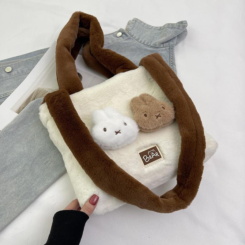 Large-capacity Plush Tote Bag Female Ins Cute Rabbit Armpit All-matching Girl One-shoulder Cross-body
