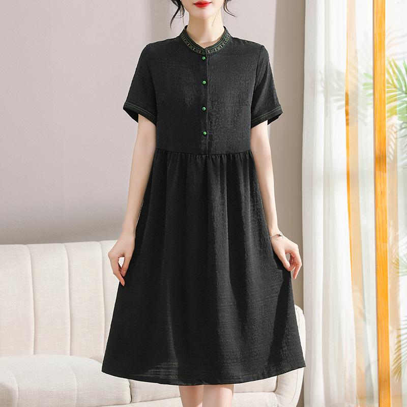 

2026 French Style Slimming Shirt Dress for Women XXL чорний