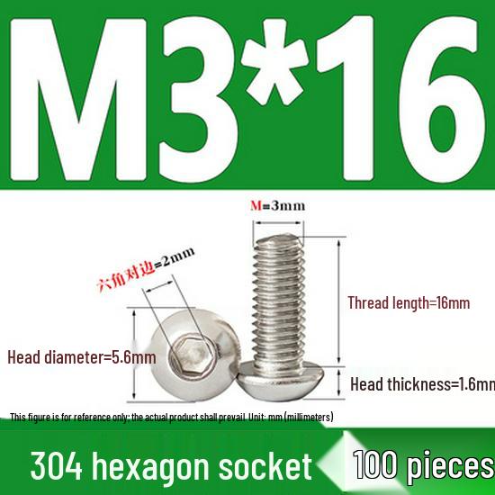 ISO7380 Stainless Steel Hex Drive Dome Head Screws - M2 to M16