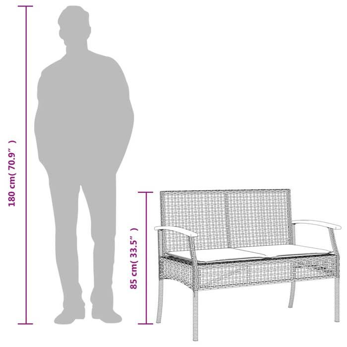 VidaXL Garden Bench with Cushion, Patio Seat, Terrace Chair, Outdoor Balcony Backyard Park Furniture, Black 366255