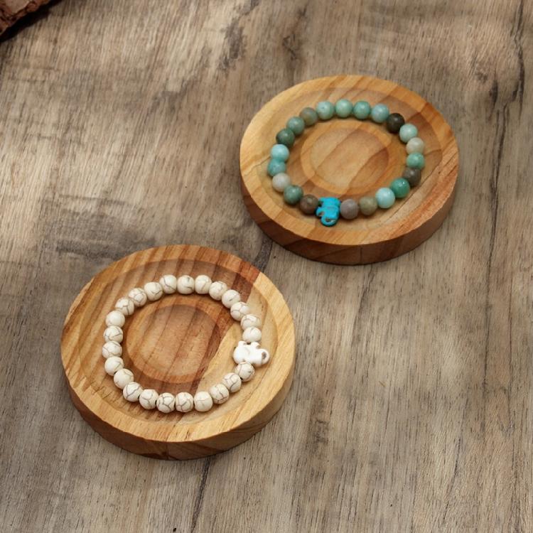 8MM Round Gemstones Bracelet With Turquoise Accent And Elephant Charm Perfect For Adding A Natural Touch To Outfits