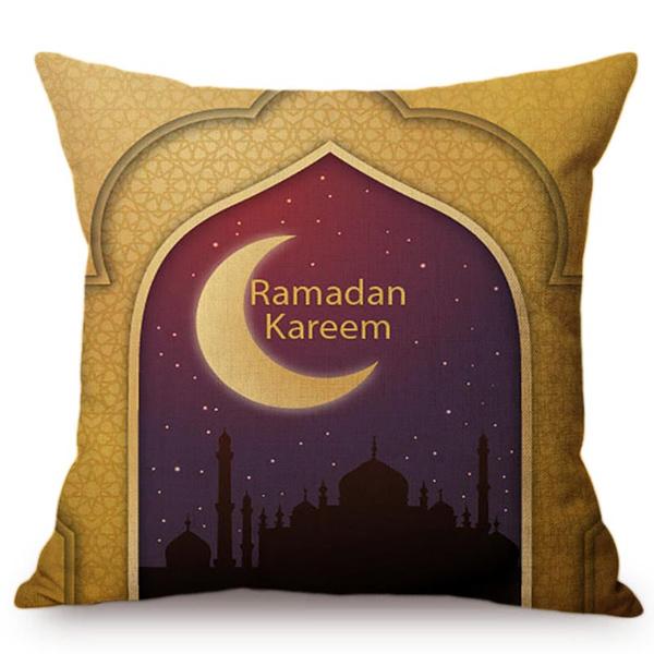 Modern Eid Mubarak Style Cushion Cover Ramadan Kareem Crescent New Moon Stars Lantern Mosque Car Decoration Pillow Case