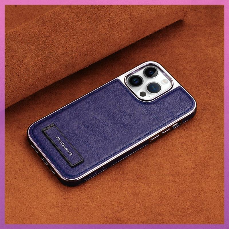 Suitable for Apple 13 Phone Case Stand, Leather 14promax Full Cover, IPhone15 Anti-drop Business Men 12 Leather Case
