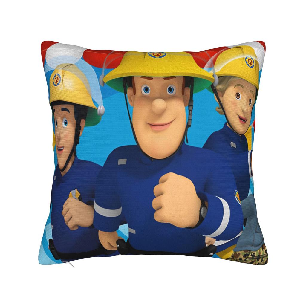 Fireman Sam Square Pillow Case Firefighters Cartoon Cushion Covers Awesome Zippered Decorative Pillowcase for Sofa 40*40cm