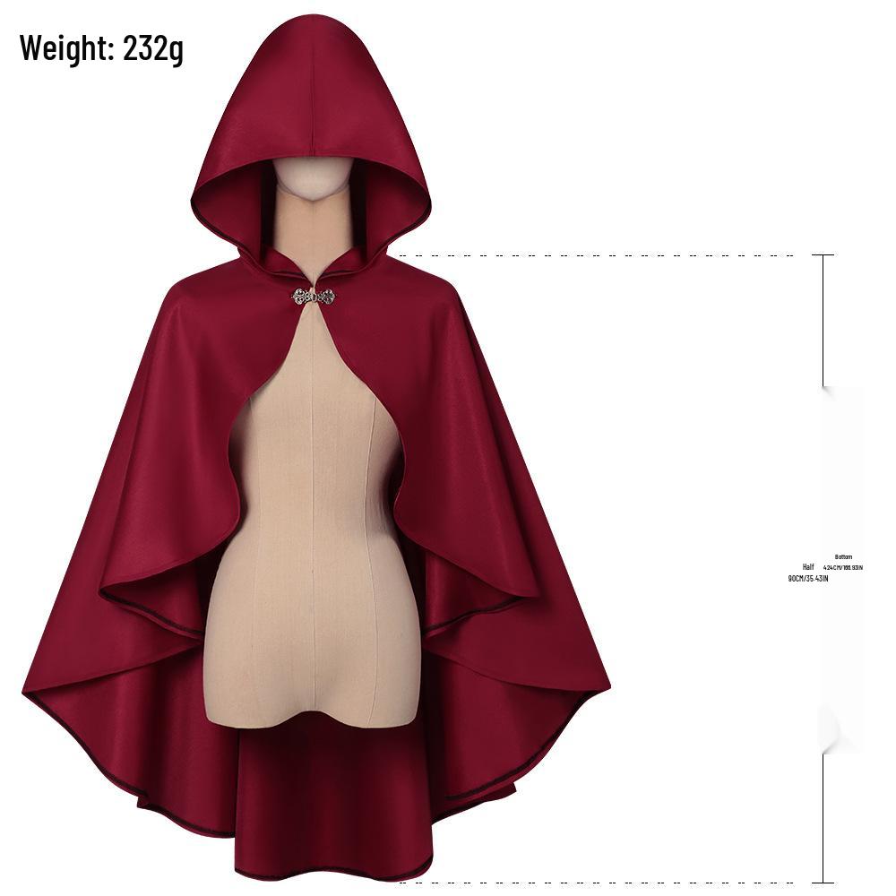 Renaissance Hooded Cloak Costume - Adult Medieval Cosplay Shawl for Halloween