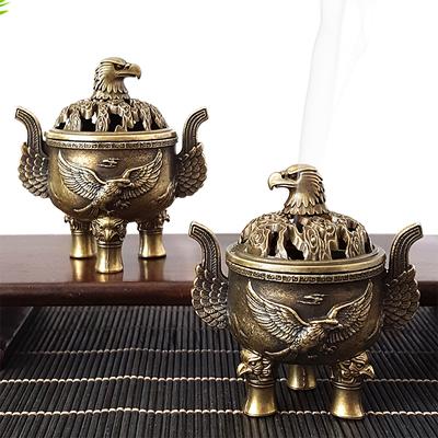Alloy Incense Burner Hollow Out Four Legged Stick Holder Mini Sandalwood Censer Home Decoration