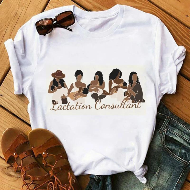 Black Girls African White Fashion Women TShirts Harajuku Cartoon Clothing Short Sleeve Summer Tees Casual FeUnisex Tops ONeck