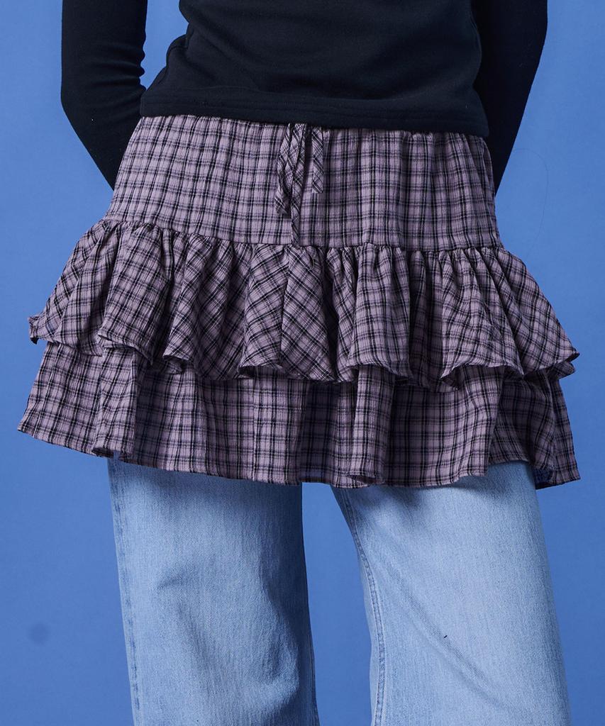 Collet Layered Skirt Nerd Check Flare Mini Skirt [2 Colors] 623C