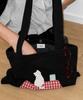 RONRON Rooftop Cat Applique Sweat Shoulder Bag Black
