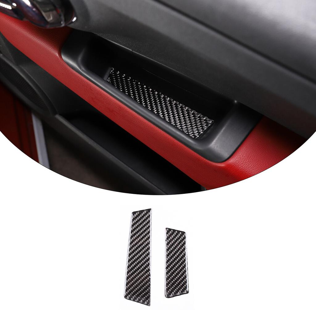 Red Carbon Fiber Interior Door Armrest Panel Trim Cover For Abarth 595 11-22