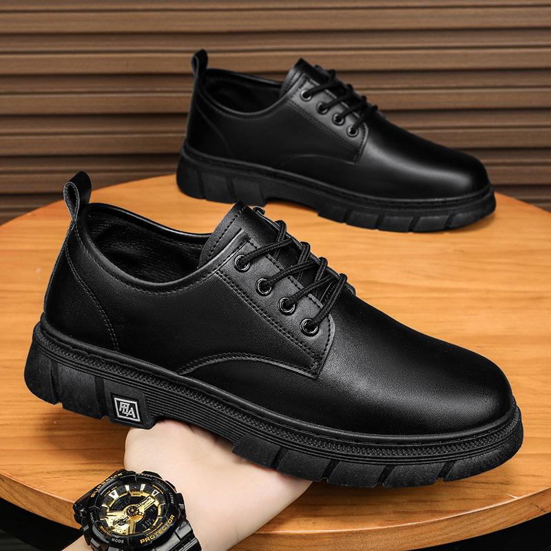 2024 Men's Korean Leather Platform Oxford Thick soled Men's Casual Fashion Formal Evening Dress Wear resistant Shoes